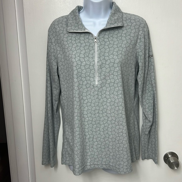 Woman’s Columbia 1/4 zipper jacket Gray and white geometric design Sz L - Picture 1 of 9